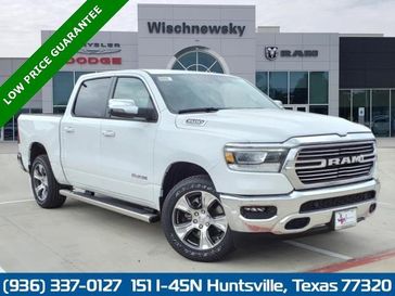 2024 RAM 1500 Laramie Crew Cab 4x2 5'7' Box in a Bright White Clear Coat exterior color. Wischnewsky Dodge 936-755-5310 wischnewskydodge.com 