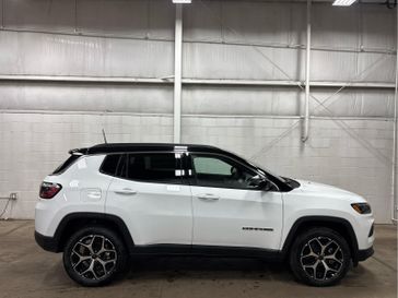 2025 Jeep Compass Limited 4x4 in a Bright White Clear Coat exterior color and Blackinterior. Wilmington Auto Center Chrysler Dodge Jeep Ram (937) 556-4751 wilmingtonautocentercdjr.com 