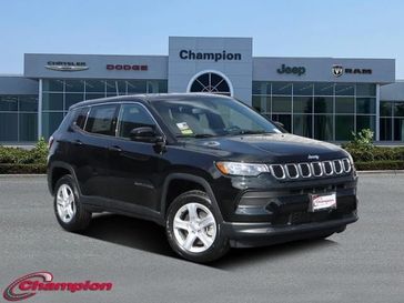 2023 Jeep Compass Sport 4x4 in a Diamond Black Crystal Pearl Coat exterior color and CLOTHinterior. Champion Chrysler Jeep Dodge Ram 800-549-1084 pixelmotiondemo.com 