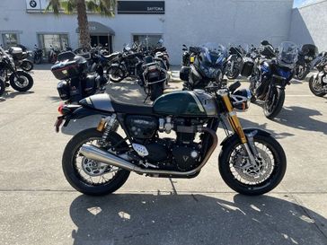 2023 Triumph Thruxton RS in a COMPETITION GRN SLVR ICE exterior color. Euro Cycles of Daytona 386-257-2269 eurocyclesofdaytona.com 