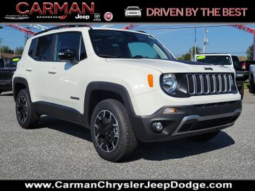 2023 Jeep Renegade Upland 4x4 in a Alpine White Clear Coat exterior color and Black/Bronze - D7XWinterior. Carman Chrysler Jeep Dodge Ram 302-317-2378 carmanchryslerjeepdodge.com 