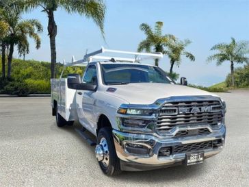 New 2025 RAM 3500 Chassis Cab Tradesman in a White exterior color and Diesel Gray/Blackinterior. Southbay Chrysler Jeep Dodge Ram (424) 404-5521 pixelmotiondemo.com 