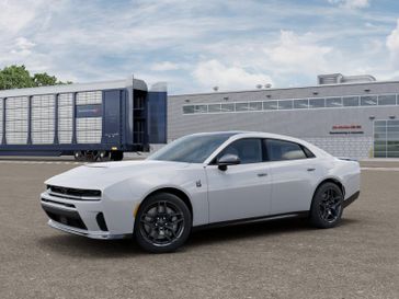 New 2026 Dodge Charger Scat Pack 4-door Awd in a White Knuckle exterior color and Blackinterior. Jensen Chrysler Dodge Jeep Ram 507-354-0542 jensenchryslerdodgejeepram.com 