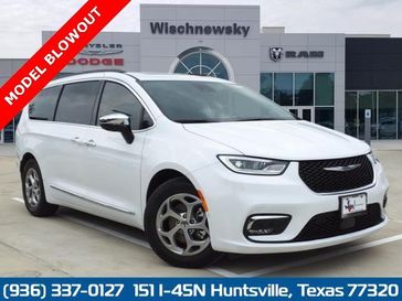 2023 Chrysler Pacifica Limited in a Bright White Clear Coat exterior color and Black/Alloy/Blackinterior. Wischnewsky Dodge 936-755-5310 wischnewskydodge.com 