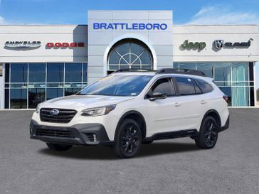 2021 Subaru Outback Onyx Edition XT in a Crystal White Pearl exterior color and GRAYinterior. Brattleboro CDJR 802-251-1111 brattleborocdjr.com 