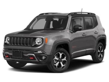 2023 Jeep Renegade Trailhawk 4x4 in a Slate Blue Pearl Coat exterior color and Blackinterior. Jeep Chrysler Dodge RAM FIAT of Ontario 909-757-0698 jcofontario.com 