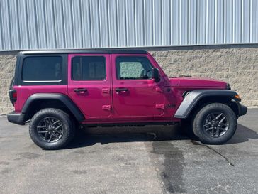 2024 Jeep Wrangler 4-door Sport S in a Limited Edition Tuscadero Pearl Coat exterior color and Blackinterior. Wilmington Auto Center Chrysler Dodge Jeep Ram (937) 556-6430 wilmingtonautocentercdjr.com 