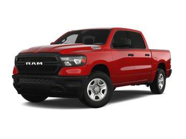 2024 RAM 1500 Tradesman Crew Cab 4x4 5'7' Box in a Flame Red Clear Coat exterior color and Blackinterior. Melloy Dodge RAM FIAT 505-588-4459 melloydodge.com 