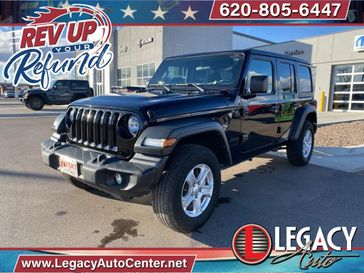 2022 Jeep Wrangler Unlimited Sport S in a Black Clear Coat exterior color and Blackinterior. Legacy Auto Center 620-315-9264 legacyautocenter.net 