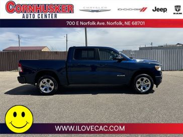 2019 RAM 1500 Big Horn / Lone Star Crew Cab 4x4 5'7 Box in a Patriot Blue Pearl Coat exterior color and Blackinterior. Cornhusker Auto Center 402-866-8665 cornhuskerautocenter.com 