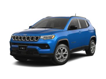 2025 Jeep Compass Latitude 4x4 in a Hydro Blue Pearl Coat exterior color. Wilmington Auto Center Chrysler Dodge Jeep Ram (937) 556-6430 wilmingtonautocentercdjr.com 