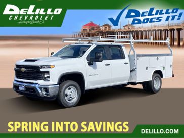 2024 Chevrolet Silverado 3500HD CC Work Truck in a Summit White exterior color and Jet Blackinterior. BEACH BLVD OF CARS beachblvdofcars.com 