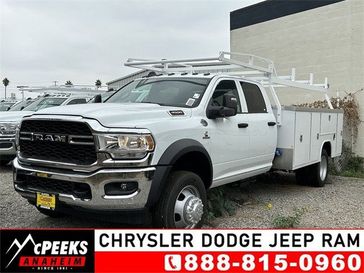 2023 RAM 4500 Tradesman Chassis Crew Cab 4x2 84' Ca in a Bright White Clear Coat exterior color and Diesel Gray/Blackinterior. McPeek's Chrysler Dodge Jeep Ram of Anaheim 888-861-6929 mcpeeksdodgeanaheim.com 