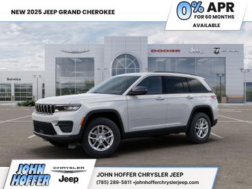 New 2025 Jeep Grand Cherokee Laredo X 4x4 in a Bright White Clear Coat exterior color. John Hoffer Chrysler Jeep 785-329-4357 johnhofferchryslerjeep.com 
