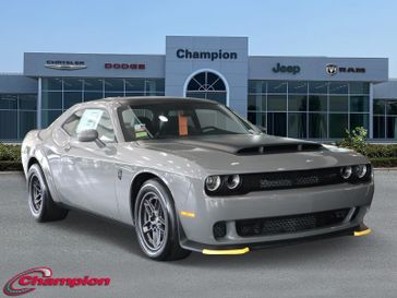 2023 Dodge Challenger SRT DEMON 170 in a DESTROYER GREY exterior color and 170 ALCANTARA Linterior. Champion Chrysler Jeep Dodge Ram 800-549-1084 pixelmotiondemo.com 