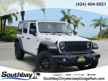 New 2026 Jeep Wrangler Willys in a White/off-white exterior color and Blackinterior. Southbay Chrysler Jeep Dodge Ram (424) 404-5521 pixelmotiondemo.com 