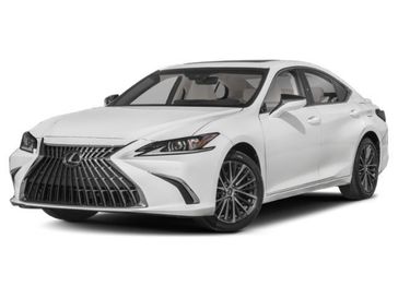 2023 Lexus ES 300h in a Eminent White Pearl exterior color and Black w/Black Open Pore w/Perforated NuLuxe Seat Tinterior. Ontario Auto Center ontarioautocenter.com 