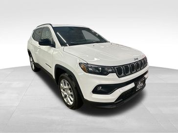 2024 Jeep Compass Latitude Lux 4x4 in a Bright White Clear Coat exterior color and Blackinterior. Sheridan Motors CDJR 307-218-2217 sheridanmotor.com 