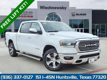2024 RAM 1500 Laramie Crew Cab 4x2 5'7' Box in a Bright White Clear Coat exterior color. Wischnewsky Dodge 936-755-5310 wischnewskydodge.com 