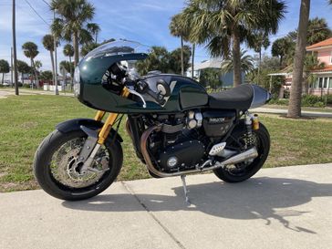 2023 Triumph Thruxton RS in a COMPETITION GRN SLVR ICE exterior color. Euro Cycles of Daytona 386-257-2269 eurocyclesofdaytona.com 