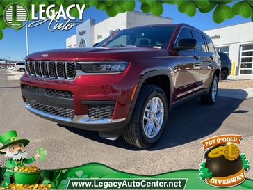 2025 Jeep Grand Cherokee L Laredo X 4x4 in a Velvet Red Pearl Coat exterior color and Blackinterior. Legacy Auto Center 620-315-9264 legacyautocenter.net 