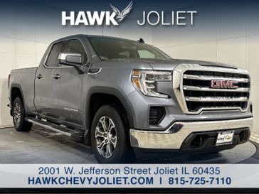 2019 GMC Sierra 1500 SLE in a Satin Steel Metallic exterior color and Jet Blackinterior. Glenview Luxury Imports 847-904-1233 glenviewluxuryimports.com 