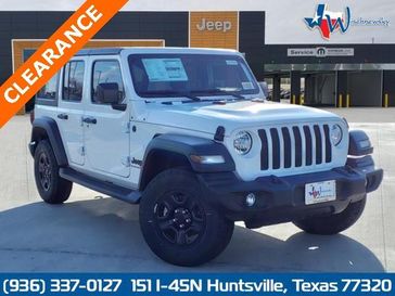 2024 Jeep Wrangler Sport in a Bright White Clear Coat exterior color and Blackinterior. Wischnewsky Dodge 936-755-5310 wischnewskydodge.com 