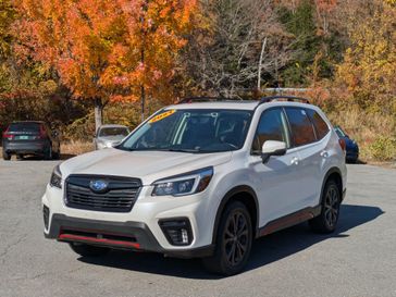 2021 Subaru Forester Sport in a Crystal White Pearl exterior color. Brattleboro CDJR 802-251-1111 brattleborocdjr.com 