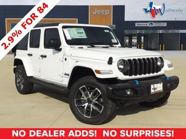 2024 Jeep Wrangler 4-door Sport S 4xe in a Bright White Clear Coat exterior color and Blackinterior. Wischnewsky Dodge 936-755-5310 wischnewskydodge.com 