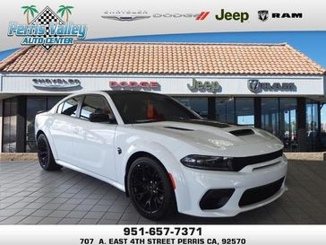 2023 Dodge Charger Srt Hellcat Widebody Jailbreak in a White Knuckle exterior color and Blackinterior. Perris Valley Chrysler Dodge Jeep Ram 951-355-1970 perrisvalleydodgejeepchrysler.com 