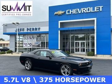2022 Dodge Challenger R/T in a Pitch Black Clear Coat exterior color and Blackinterior. Jeff Perry Chrysler Jeep 815-859-8394 jeffperrychryslerjeep.com 