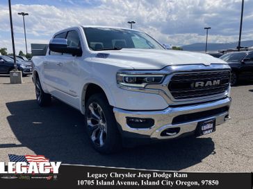 2022 RAM 1500 Limited Crew Cab 4x4 5'7' Box in a Bright White Clear Coat exterior color and Blackinterior. Legacy Chrysler Jeep Dodge RAM 541-663-4885 legacychryslerjeepdodgeram.com 