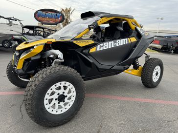 2024 CAN-AM MAVERICK R XRS WITH SMARTSHOX 999T DCT CARBON BLACK  NEO YELLOW in a BLACK exterior color. Family PowerSports (877) 886-1997 familypowersports.com 