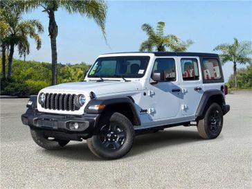 New 2026 Jeep Wrangler 4-door Sport in a Bright White Clear Coat exterior color and Blackinterior. Southbay Chrysler Jeep Dodge Ram (424) 404-5521 pixelmotiondemo.com 