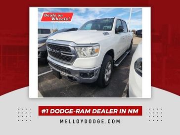 2022 RAM 1500 Big Horn Lone Star in a Bright White Clear Coat exterior color and Blackinterior. Melloy Dodge RAM FIAT 505-588-4459 melloydodge.com 