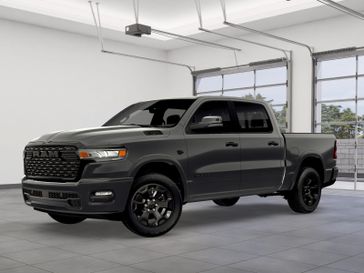 New 2026 RAM 1500 Big Horn Crew Cab 4x4 5'7' Box in a Granite Crystal Metallic Clear Coat exterior color. Kamaaina Motors 1-808-746-7956 kamaainamotors.com 