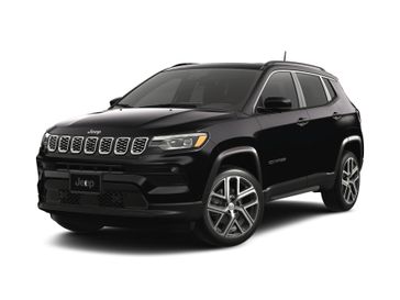 2025 Jeep Compass Limited 4x4 in a Diamond Black Crystal Pearl Coat exterior color. Wilmington Auto Center Chrysler Dodge Jeep Ram (937) 556-6430 wilmingtonautocentercdjr.com 