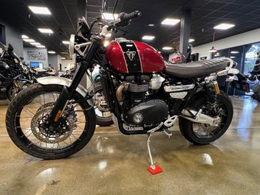 2023 Triumph Scrambler 1200 XC in a CARINVAL RED JET BLK exterior color. Euro Cycles of Daytona 386-257-2269 eurocyclesofdaytona.com 