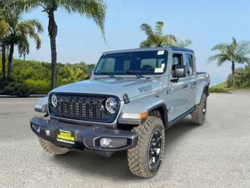 New 2026 Jeep Gladiator Willys in a Gray exterior color and Blackinterior. Southbay Chrysler Jeep Dodge Ram (424) 404-5521 pixelmotiondemo.com 