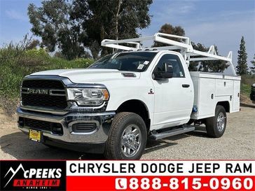 2024 RAM 3500 Tradesman Chassis Regular Cab 4x2 60' Ca in a Bright White Clear Coat exterior color and Diesel Gray/Blackinterior. McPeek's Chrysler Dodge Jeep Ram of Anaheim 888-861-6929 mcpeeksdodgeanaheim.com 