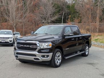 2019 RAM 1500 Big Horn Lone Star in a Diamond Black Crystal Pearl Coat exterior color and Diesel Gray/Blackinterior. Brattleboro CDJR 802-251-1111 brattleborocdjr.com 