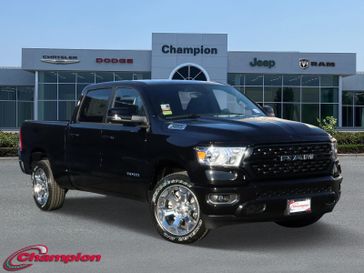 2024 RAM 1500 Big Horn Crew Cab 4x4 6'4' Box in a Diamond Black Crystal Pearl Coat exterior color and DELUXE CLOTHinterior. Champion Chrysler Jeep Dodge Ram 800-549-1084 pixelmotiondemo.com 