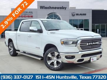 2024 RAM 1500 Laramie Crew Cab 4x2 5'7' Box in a Bright White Clear Coat exterior color. Wischnewsky Dodge 936-755-5310 wischnewskydodge.com 