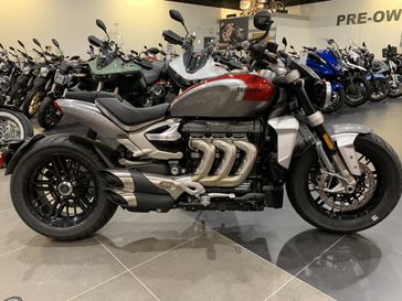 2023 Triumph Rocket 3 R  in a SILVER ICE/CRANBERRY RED exterior color. SoSo Cycles 877-344-5251 sosocycles.com 