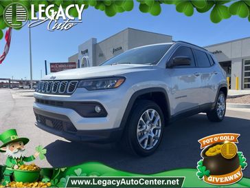 2024 Jeep Compass Latitude Lux 4x4 in a Silver Zynith Metallic Clear Coat exterior color and Blackinterior. Legacy Auto Center 620-315-9264 legacyautocenter.net 