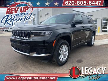 2025 Jeep Grand Cherokee L Laredo X 4x4 in a Diamond Black Crystal Pearl Coat exterior color and Blackinterior. Legacy Auto Center 620-315-9264 legacyautocenter.net 