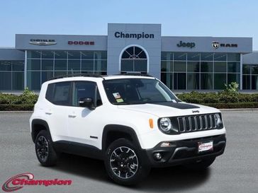 2023 Jeep Renegade Upland 4x4 in a Alpine White Clear Coat exterior color and PREM CLOTHinterior. Champion Chrysler Jeep Dodge Ram 800-549-1084 pixelmotiondemo.com 