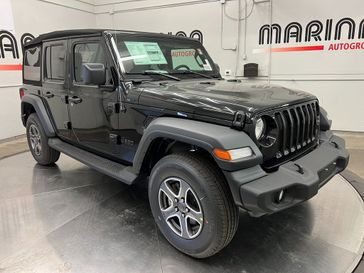 2023 Jeep Wrangler 4-door Sport S 4x4 in a Black Clear Coat exterior color and Blackinterior. Marina Auto Group (855) 564-8688 marinaautogroup.com 