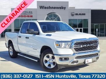 2024 RAM 1500 Lone Star Quad Cab 4x2 6'4' Box in a Bright White Clear Coat exterior color and Diesel Gray/Blackinterior. Wischnewsky Dodge 936-755-5310 wischnewskydodge.com 