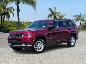New 2026 Jeep Grand Cherokee L Laredo 4x2 in a Velvet Red Pearl Coat exterior color and Global Blackinterior. Southbay Chrysler Jeep Dodge Ram (424) 404-5521 pixelmotiondemo.com 